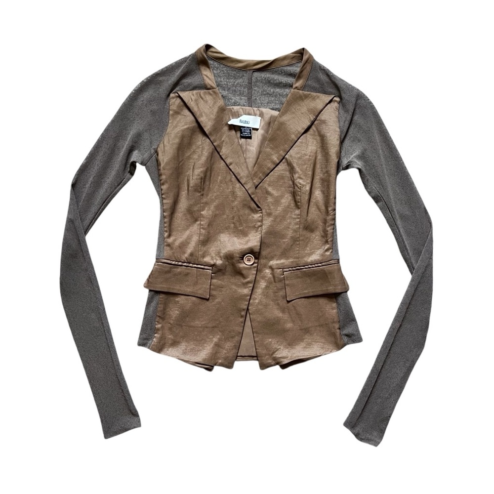 Shimmery Tan Mesh Sleeve Button Blazer Size S